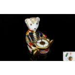 Royal Crown Derby Fine Quality Imari - Pattern Paperweight ' Drummer Bear ' Gold Stopper. Date 2001.