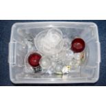 A Box Of Assorted Glassware including a pair of ruby red etched glass sundae dishes,