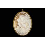 A Very Large And Impressive Shell Cameo Convertible Brooch And Pendant With 18ct Gold Mount An