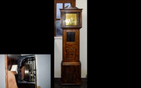 Arts and Crafts Style Oak Cased Long case Clock - Pendulum Driven. The Front of Clock with Glass