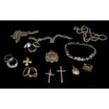 A Collection of Silver Jewellery Assorted and Various - Consists of Chains / Bracelets, Rings,