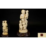 Japanese Tokyo School Signed Very Fine and Impressive Heavy Carved Ivory Okimono Sculpture of a