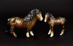 Beswick Horse Figures ( 2 ) In Total. Comprises 1/ Shetland Pony, Model No 1033. Designer A.