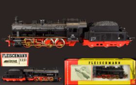 Fleischmann HO-1351 Model Steam Locomotive with Tender BR55 Power Supply D.C Direct Current.