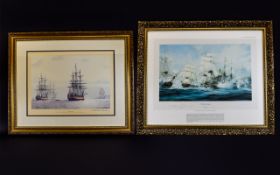 Maritime Interest Two Framed Limited Edition Prints 'The Battle Of Trafalgar' By Robert Taylor