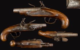 French - Napoleonic War Period Flintlock Short Barrel Grey Coat Type Officers Pistol.