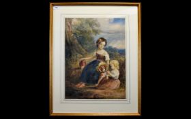 English School 19th Century - The Bonnett. Watercolour 21'' x 15.75''. Provenance Parker Gallery,