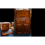Solid Yew Wood Writing Bureau with fall front to reveal compartmental writing area,