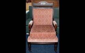 Mahogany Bedroom Chair A high backed occasional/bedroom chair upholstered in dusky pink foliate