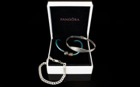 Pandora Two bead Double Wrap Cord Necklace Comprising spherical bead and square 'I Love You' bead