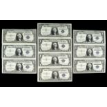 United States of America Collection of ( 9 ) Nine - One Dollar Bank Notes. All Dated 1957, This Is