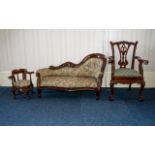 A Reproduction Upholstered Miniature Chaise Lounge ideal for doll collectors,