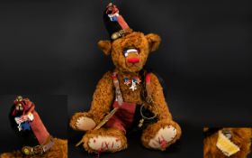 A Large Handmade 'Archie Clown' Teddy Bear By Simply Victoria Very large jointed dark brown mohair