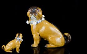 Antique Period German / Austria Superb Quality Hand Painted Porcelain Pug Dog Figurine,