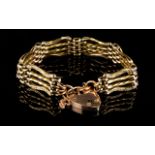 Ladies Superb Quality 9ct Rose Gold Shaped / Fancy 4 Bar Gate Bracelet,