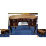 Kidney Shaped Converted Writing Desk, Scalloped Edge, Fluted Body, Raised on Claw and Ball Feet.