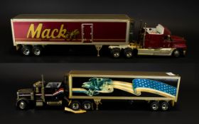 Franklin Mint Precision Diecast Model Scale 1993 Mack Truck with Mack Refrigerated Trailer Set.