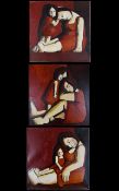 Sasha Bowles British b.1966 Original Oil On Canvas 'Awkward Togetherness 1' Figurative canvas