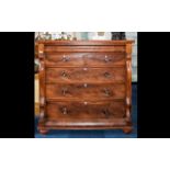 A Large Victorian Mahogany Chest Comprising frieze drawer above two short and three long drawers