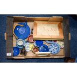 A Box Of Assorted Pottery including Wedgwood flower posies studio pottery,