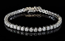 18ct White Gold Diamond Tennis Bracelet, Set With Approx 5cts Of Round Modern Brilliant Cut