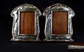 Art Nouveau Period - Matched Pair of Superb Quality Silver Photograph Frames with Hallmarks for