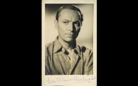 William Hartnell - Dr Who Autograph on Black & White postcard photo, cica 1950's. Scarce.