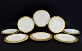 Royal Worcester Art Deco Period Set of 7 ( Seven ) Large Dinner Plates In The ' Patrician ' Pattern.