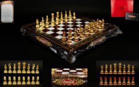 Franklin Mint - Superb Quality Coca Cola - Stained Glass Chess Set.