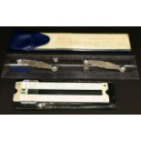 Faber Castell Vintage 62/83 Slide Rule With Slip Case Along With Two Further Measuring Devices