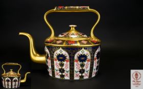 Royal Crown Derby Superb Quality and Impressive Old Imari Gold Band Pattern Large Teapot.