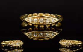 Antique Period 18ct Gold Set Five Stone Diamond Ring. Fully Hallmarked. Ring Size - O.