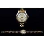 Helvetia - Octagonal Shaped Ladies 9ct Gold Case Mechanical Wrist Watch, with Attached 12ct Gold