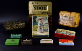 A Collection Of Vintage Tins Ten items in total to include C. W.