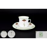 Foley Art China Peacock Pottery Art Nouveau Espresso Cup Three items in total to include cup, saucer