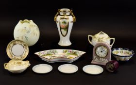 Collection of Assorted Pottery comprising Noritake dish and saucer and sugar bowl with lid, three