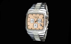 Diamond and Co Diamante Set Bracelet Chronograph Watch with stainless steel bracelet and beige tone
