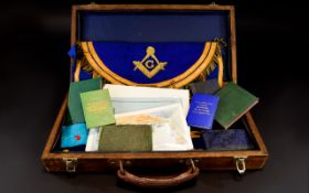 A Collection Of Vintage Masonic Items From Blair Hoyle Lodge Sterling No. 792 Purpose made wood