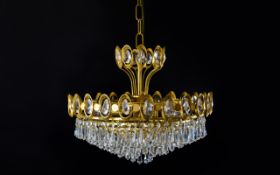 Palwa Leuchten Germany Midcentury Modernist Five Light Crystal Chandelier A rare,