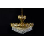 Palwa Leuchten Germany Midcentury Modernist Five Light Crystal Chandelier A rare,