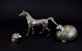 A Collection Of Animal Themed Decorative Metalware Three items in total to include vintage silver