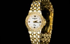 Raymond Weil Gold Tone Ladies Bracelet with mother of pearl detail and set with diamonte stones to