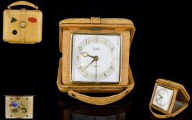 Art Deco Period Wehrle Square Shaped - Mechanical Novelty Travelling Alarm Clock of Good Quality In