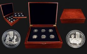 Royal Mint Channel Isle Complete Set of 18 Sterling Silver Proof Commemorative 5 Pound Coins /