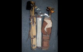 Three Sets of Vintage Golf Clubs With Carrier Cases. Includes R. Kelly Eaton G.