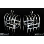 Art Deco Period Pair of Silver Dome Shape 4 Tier Toast racks. Hallmark Birmingham 1935. Each 3 x 2.