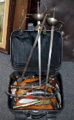 An Assorted Collection of Repro Military Items, to include swords, Kukri knives, daggers,