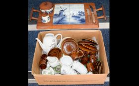 Box of Assorted Pottery including part teaset,
