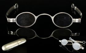 Georgian Period - Superb Pair of Solid Silver Framed Pair of Spectacles. c.1817-1825.