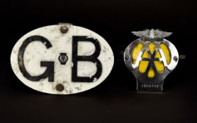 A Vintage Metal G.B Car Badge by The ' A